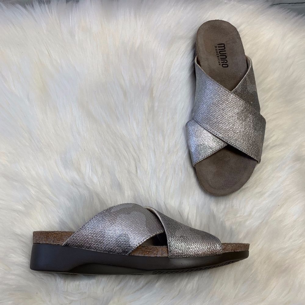 Munro Gia Silver Camo Mules Slides Size‎ 6.5